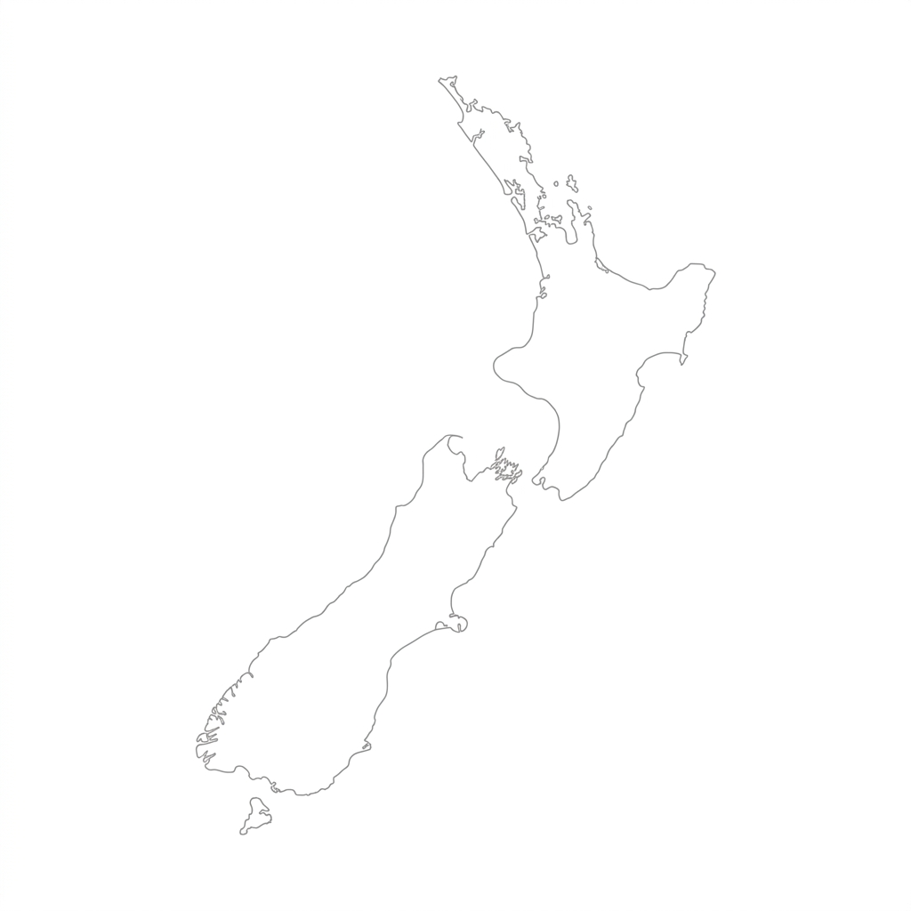 Modern minimalist map of New Zealand